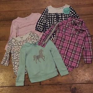 5 Pc Girls 3/4 & Long Sleeved Tops sz 5T